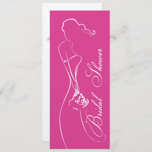 Convites Chá de panela na moda Bride Fuschia (Frente/Verso)