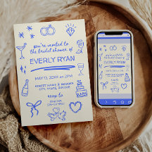 Chá de panela Na moda de Coquete Azul Whimsical