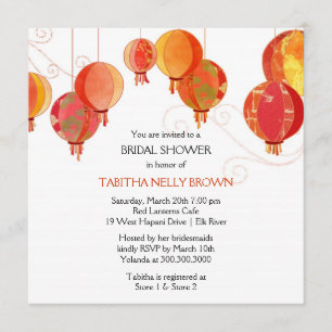 Convites Chá de panela Na moda de Lanternas Vermelhas Cute