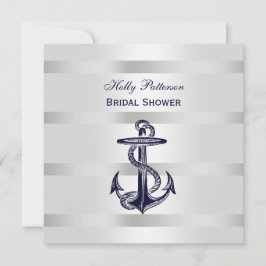 Convites Chá de panela Náutico Blue Anchor Silver Wt BG SQ