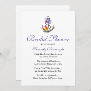 Convites Chá de panela Náutico da Praia Púrpura da Âncora F