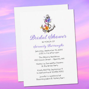 Convites Chá de panela Náutico Floral Ancorado