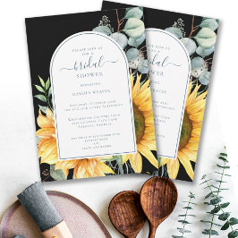 Convites Chá de panela Negro de girassol