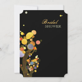 Convites Chá de panela Negro Elegante das Árvores Whimsical