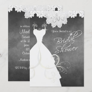 Convites Chá de panela no Chalkboard & White Lace