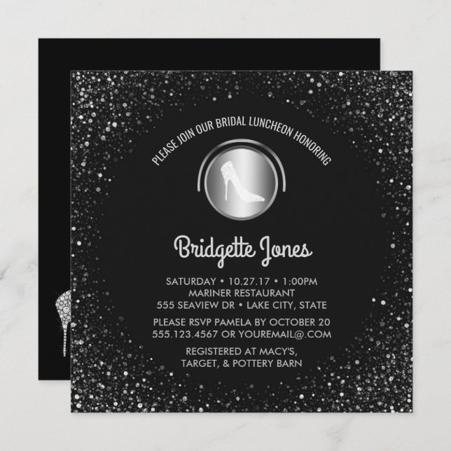 Convites Chá de panela nupcial do chique dos calçados do (Frente/Verso)