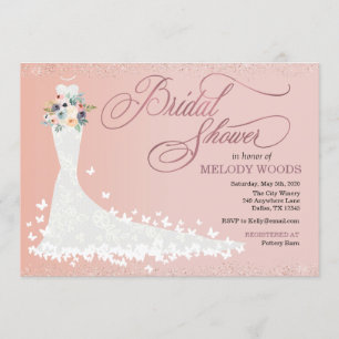 Convites Chá de panela nupcial do vestido