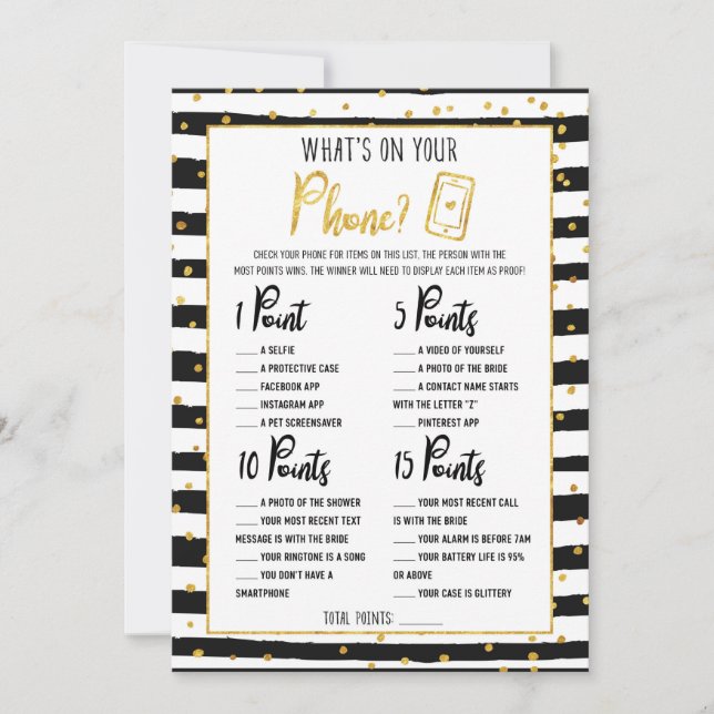 Convites Chá de panela O que há no seu jogo de telefone (Frente)