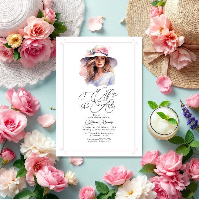 Convites Chá de panela "Off to Altar" inspirado no Derby (Derby-Inspired "Off to the Altar" Bridal Shower Invitation)