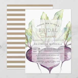 Convites Chá de panela orgânico da aguarela do vegetarian