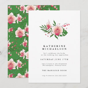 Convites CHÁ DE PANELA   Orquídea Tropical Rosa, Floral I