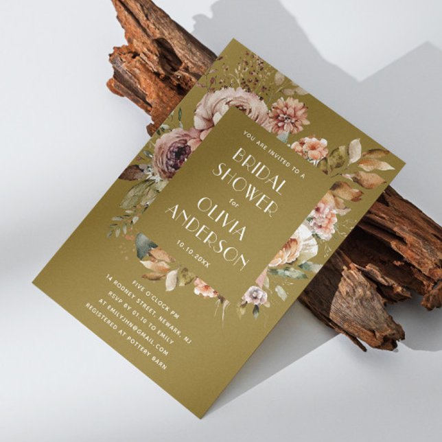 Convites Chá de panela ouro | Jardim Rustic Boho (Criador carregado)