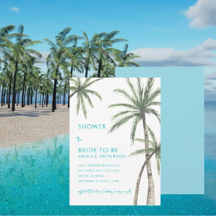 Convites Chá de panela Palm Tree Turquoises