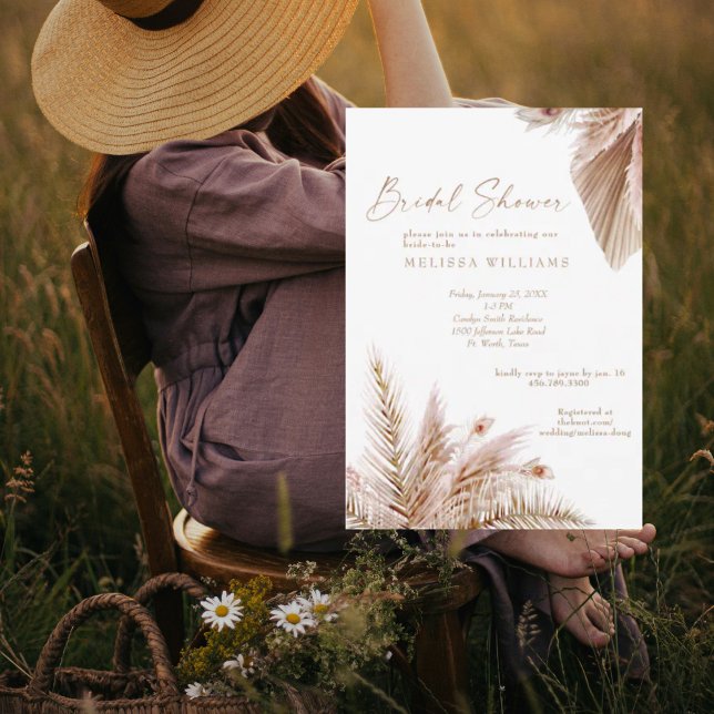 Convites Chá de panela Pampas de tons neutros (Criador carregado)