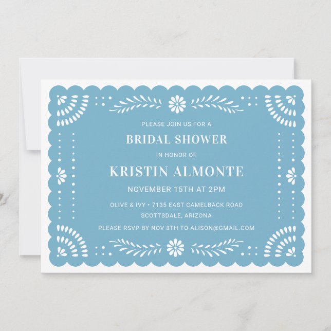 Convites Chá de panela Papel Picado Mexicano (Frente)