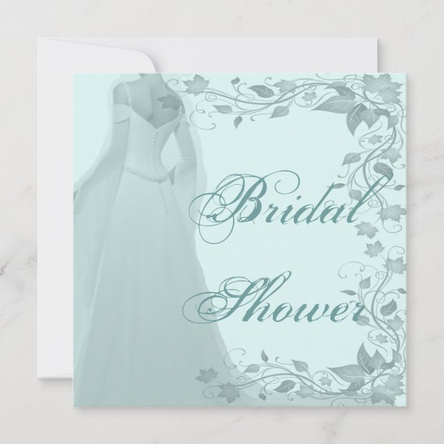 Convites Chá de panela Pastel Blue Gown e Vines (Frente)