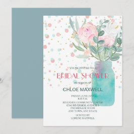 Convites Chá de panela Pastel Confetti Mason Jar