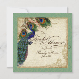 Convites Chá de panela Peacock & Feather Convide Verde
