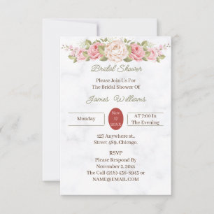 Convites Chá de panela Personalizado de Flor de Rosa Elegan