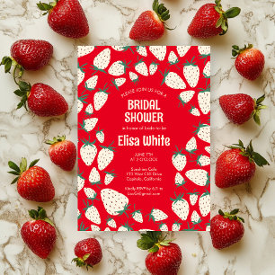 Convites Chá de panela PERSONALIZADO de Morango Branco