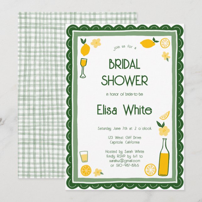 Convites Chá de panela PERSONALIZADO Limoncello Lemonade (Frente/Verso)