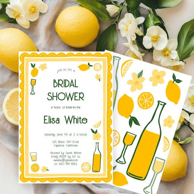 Convites Chá de panela PERSONALIZADO Limoncello Lemonade (Limoncello Lemonade Lemons CUSTOM  Cute Bridal Shower Invitation
)