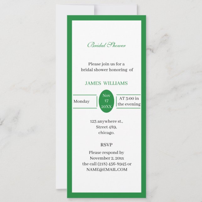 Convites Chá de panela Personalizado Verde Claro Simples (Frente)