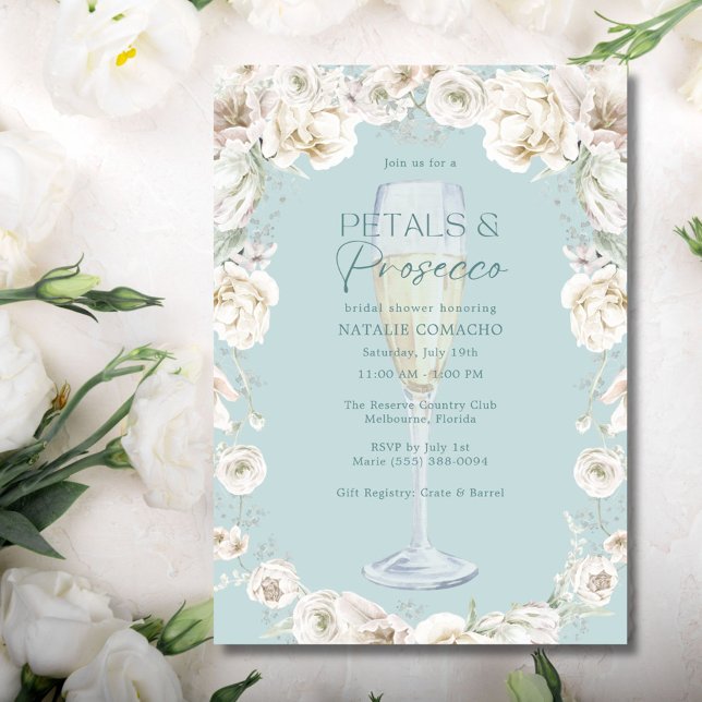 Convites Chá de panela Petals e Prosecco (Petals and Prosecco Bridal Shower Party Invitation)
