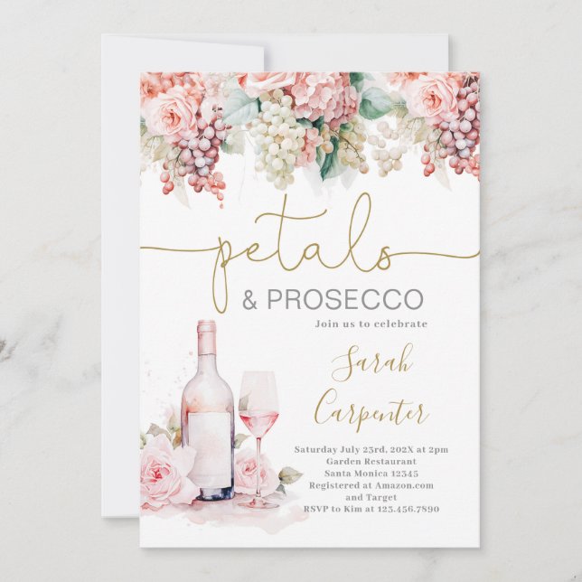 Convites Chá de panela Petals Prosecco (Frente)