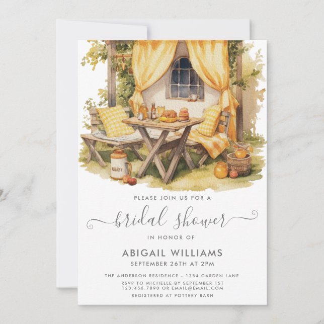 Convites Chá de panela Picnic Orange Citrus do Partido do J (Frente)