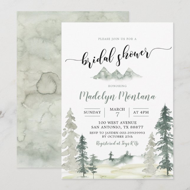 Convites Chá de panela PineTree da Floresta de Aventura de  (Frente/Verso)