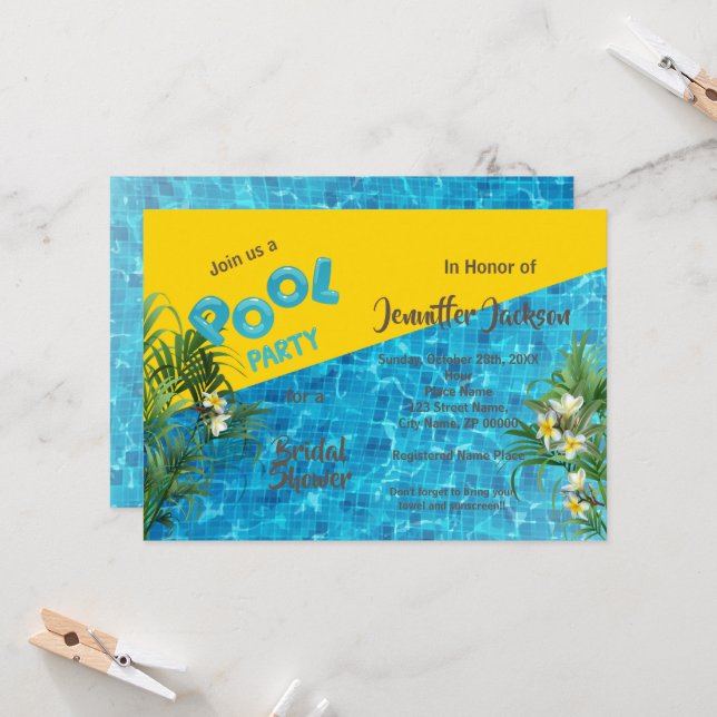Convites Chá de panela Poolside Summer (Frente/Verso In Situ)