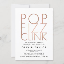 Convites Chá de panela pop Fizz Clink, Rosa Dourado