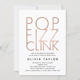 Convites Chá de panela pop Fizz Clink, Rosa Dourado