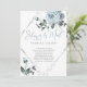 Convites Chá de panela por Mail Dusty Blue Floral Silver (Em pé/Frente)