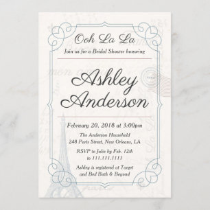 Convites Chá de panela postal francês Vintage