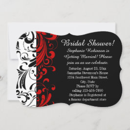 Convites Chá de panela preto, branco, espiral vermelha