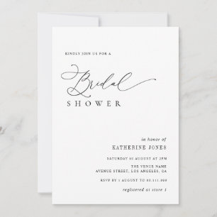 Convites chá de panela preto e branco com script elegante