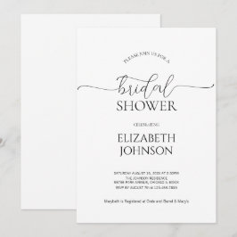 Convites Chá de panela preto e branco com script mínimo sim