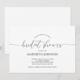 Convites Chá de panela preto e branco com script mínimo sim