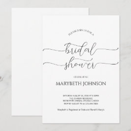 Convites Chá de panela preto e branco com script mínimo sim