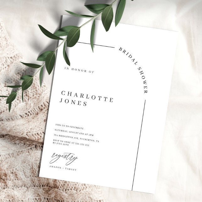 Convites Chá de panela preto e branco de arco moderno convi (Criador carregado)