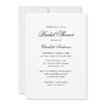 Chá de panela preto e branco de script Elegante