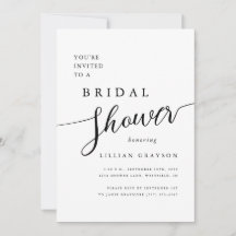 Chá de panela preto e branco de script romântico m