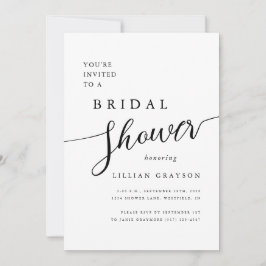 Convites Chá de panela preto e branco de script romântico m