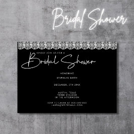 Convites Chá de panela preto e branco elegante