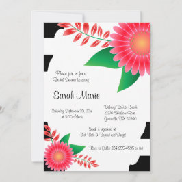 Convites Chá de panela Preto e Branco | Flores Rosa