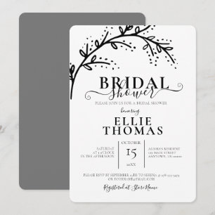 Convites Chá de panela preto e branco mínimo moderno