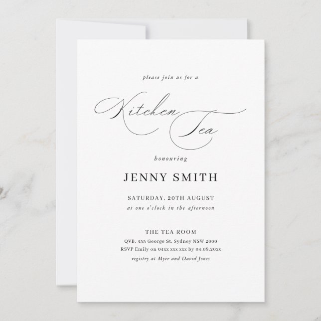 Convites Chá de panela preto e branco simples (Frente)