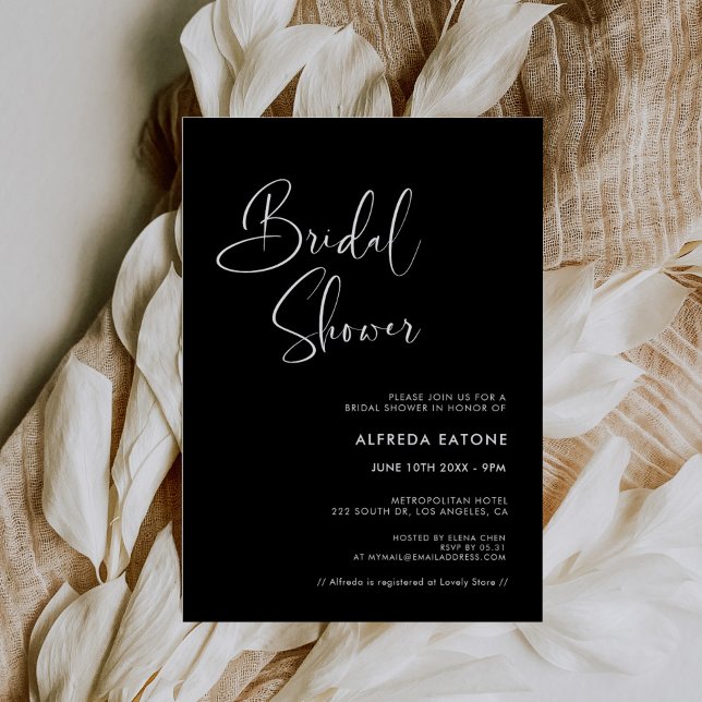 Convites Chá de panela Preto Elegante e Moderno (Criador carregado)